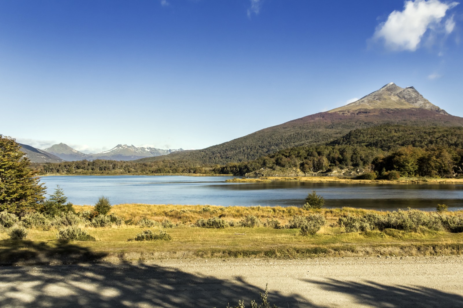 A lake and a bare peak in Tierra del Fuego National Park